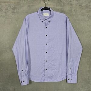 Twillory Untuckable Shirt Mens M/L Tailored Fit‎ Blue/purple long sleeve stretch